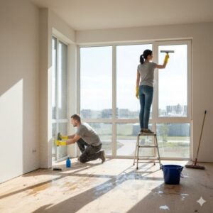 Boş Ev Temizliğinde Cam Temizliği